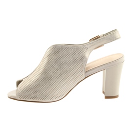 Sandals on the post of Sergio Leone 812 beige golden 2