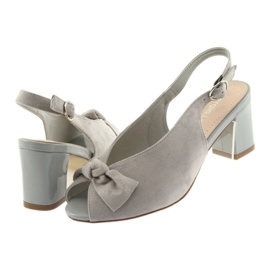 Sergio Leone Women's suede sandals with an 801 gray bow grey 4 Sergio Leone Women's suede sandals with an 801 gray bow grey 4