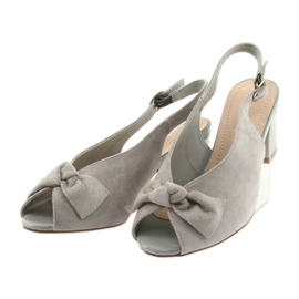 Sergio Leone Women's suede sandals with an 801 gray bow grey 3 Sergio Leone Women's suede sandals with an 801 gray bow grey 3