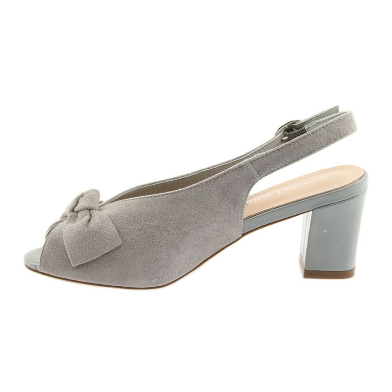 Sergio Leone Women's suede sandals with an 801 gray bow grey 2 Sergio Leone Women's suede sandals with an 801 gray bow grey 2