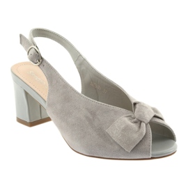 Sergio Leone Women's suede sandals with an 801 gray bow grey 1 Sergio Leone Women's suede sandals with an 801 gray bow grey 1