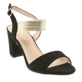 Sandals on the post Filippo 817 black / gold yellow 1