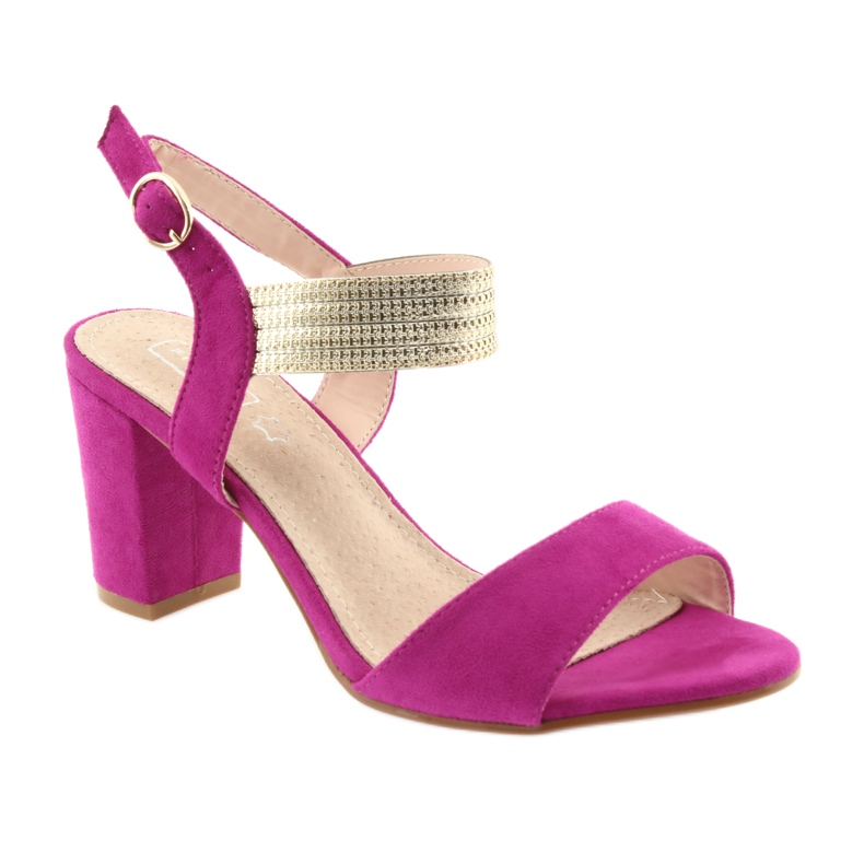 Sandals on the post of Filippo DS817 fuchsia / gold pink yellow 1