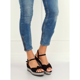 Black sandals on a wedge heel B126 Black 2