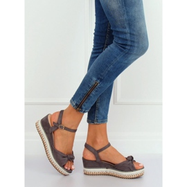 Gray sandals on a wedge heel B126 Gray grey 1