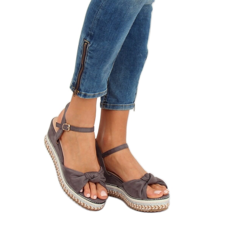 Gray sandals on a wedge heel B126 Gray grey 2