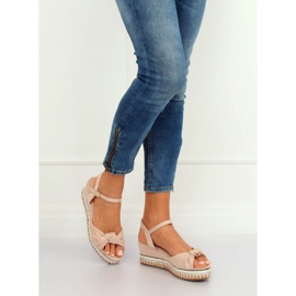 Beige sandals on a wedge heel B126 Beige 2