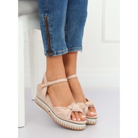 Beige sandals on a wedge heel B126 Beige 1