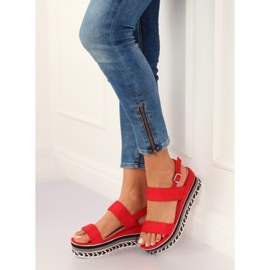 High-soled sandals red 9073 Red 1