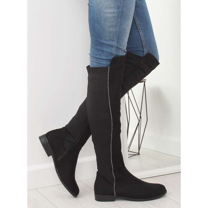 Black Thigh high elastic boots 168-188 Black II-GAT 2
