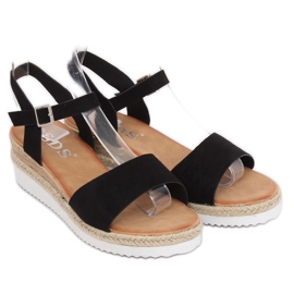 Black sandals on a low wedge heel 7868-KL Black 2