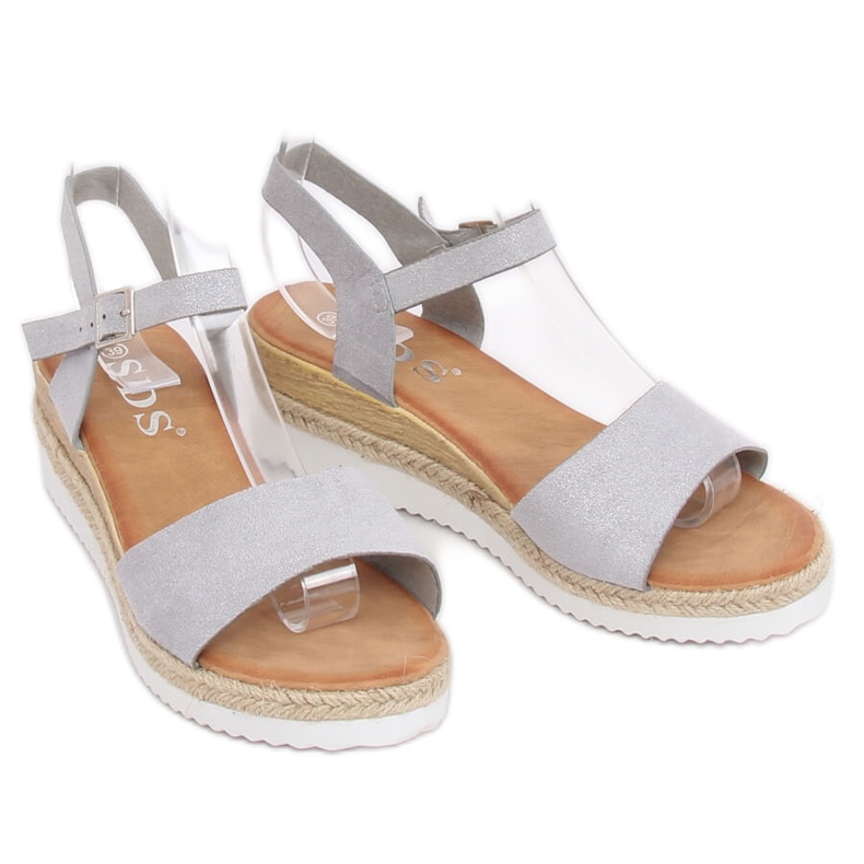 Gray sandals on a low wedge heel 7868-KL Gray grey 2