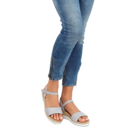 Gray sandals on a low wedge heel 7868-KL Gray grey 1