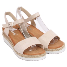 Beige sandals on a low wedge heel 7868-KL Beige 1