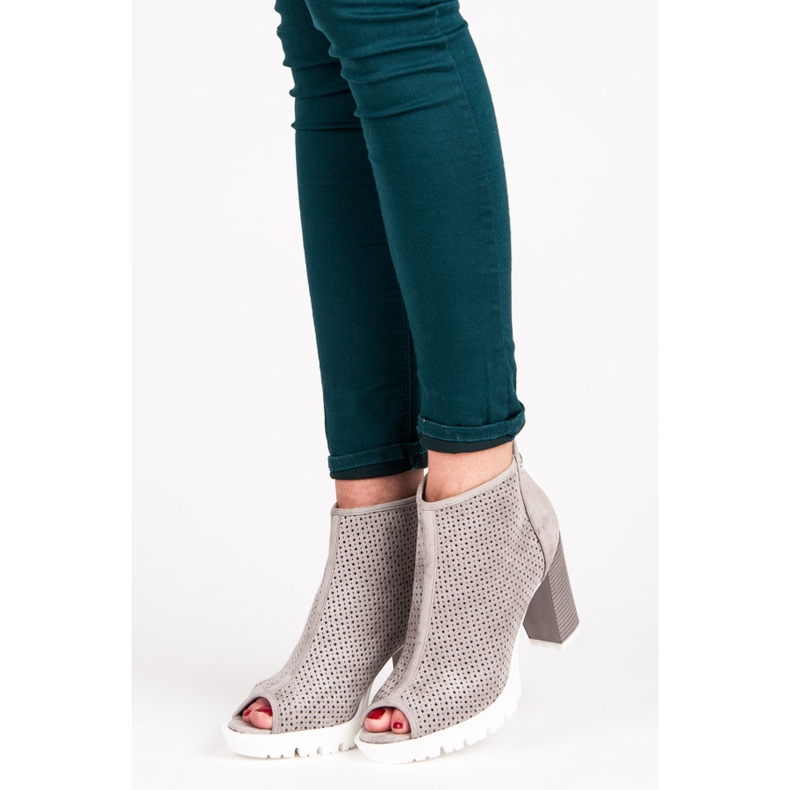 Vices Openwork Open Toe Boots grey 1