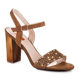 Beauty Girl'S Openwork Sandals On High Heels brown 1