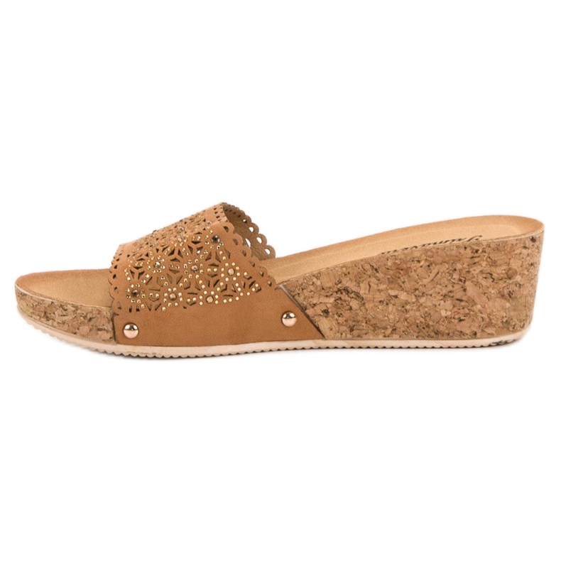 Primavera Slippers On A Cork Wedge brown 1