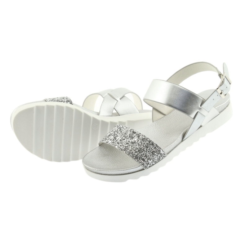 Filippo Sandals comfortable silver 685 brocade strap 4