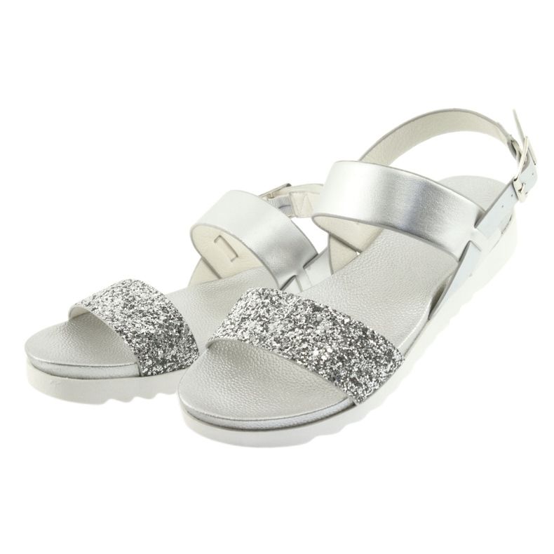 Filippo Sandals comfortable silver 685 brocade strap 3