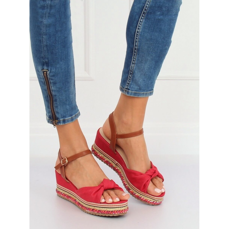 Red wedge sandals B165 Red 1