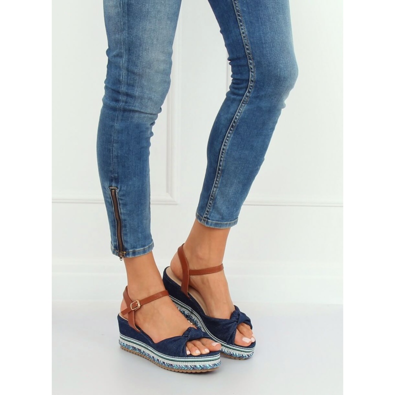 Sandals on a wedge heel navy blue B165 Navy 1