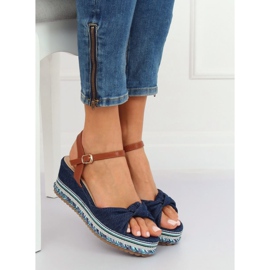 Sandals on a wedge heel navy blue B165 Navy 2