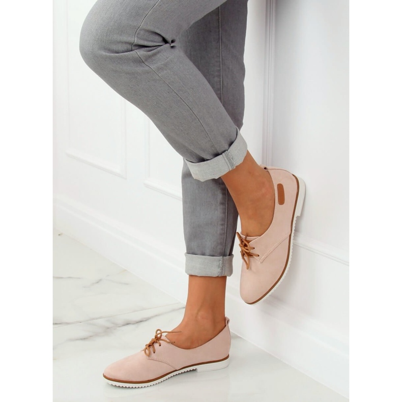 Women's beige and pink loafers 6907-BL Pink 1