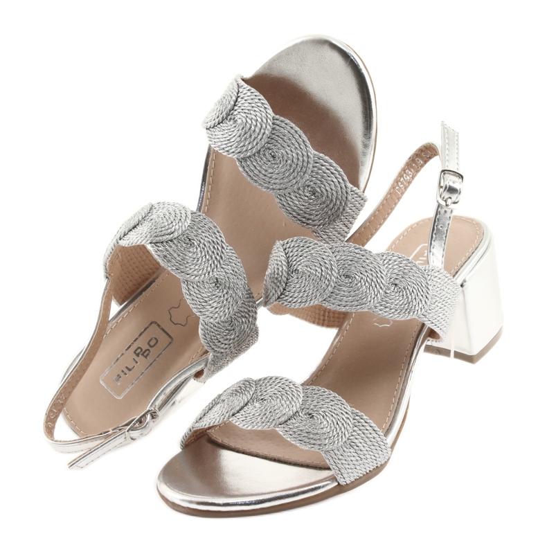 Sandals silver cord soutache Filippo 793 grey 5