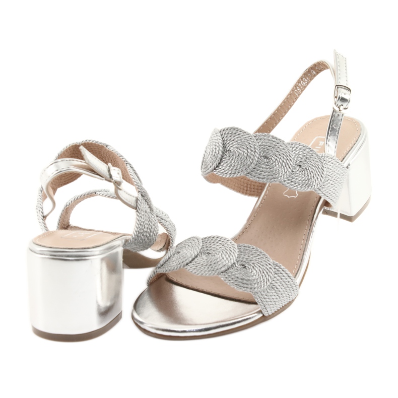 Sandals silver cord soutache Filippo 793 grey 4
