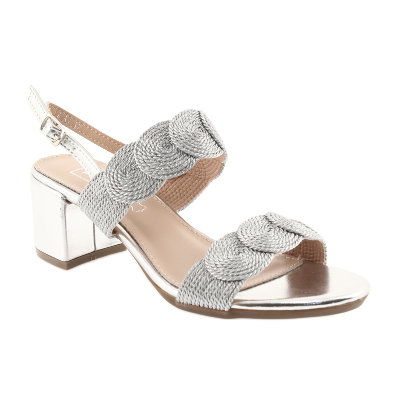 Sandals silver cord soutache Filippo 793 grey 1