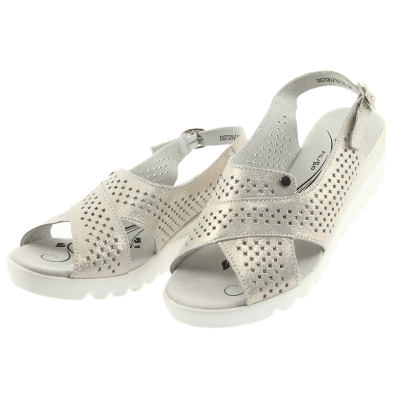 Golden women's sandals on the wedge Filippo 729 2