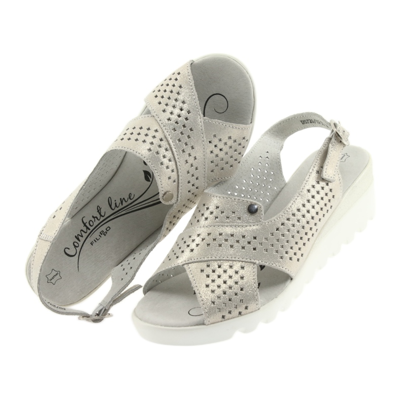 Golden women's sandals on the wedge Filippo 729 4