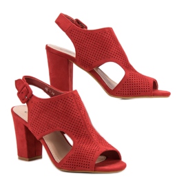 Openwork Sandals On A Post red 3