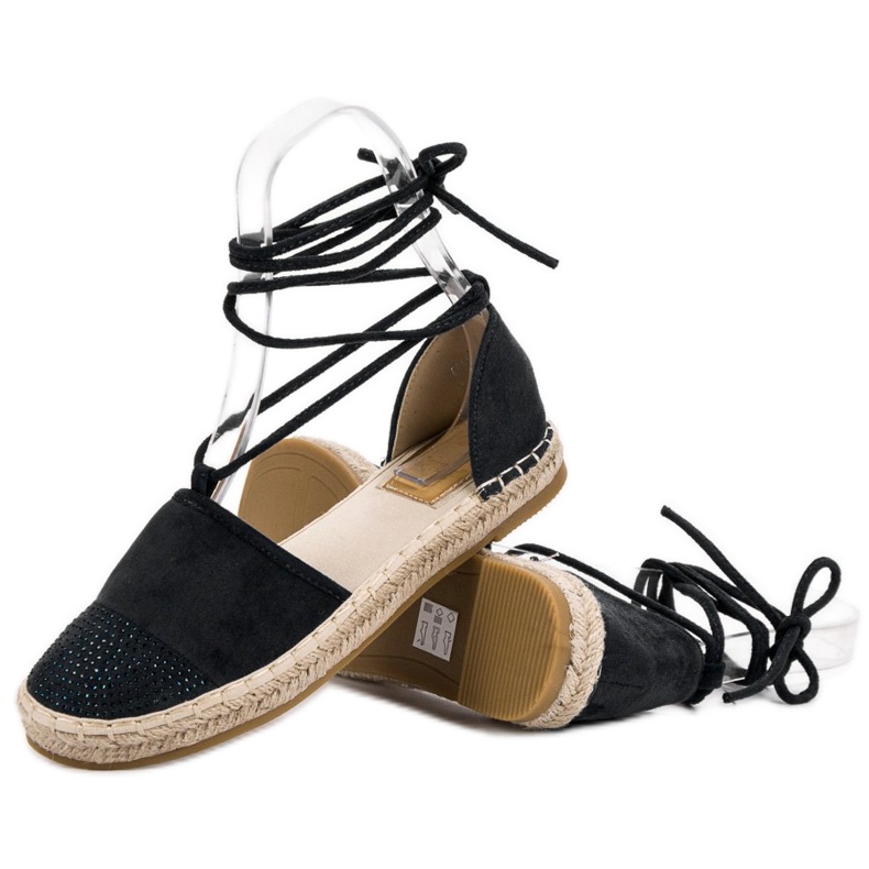 Seastar Tied Espadrilles With Crystals black 1
