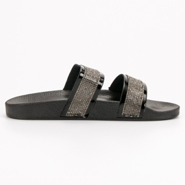 Seastar Black Slippers With Crystals 1