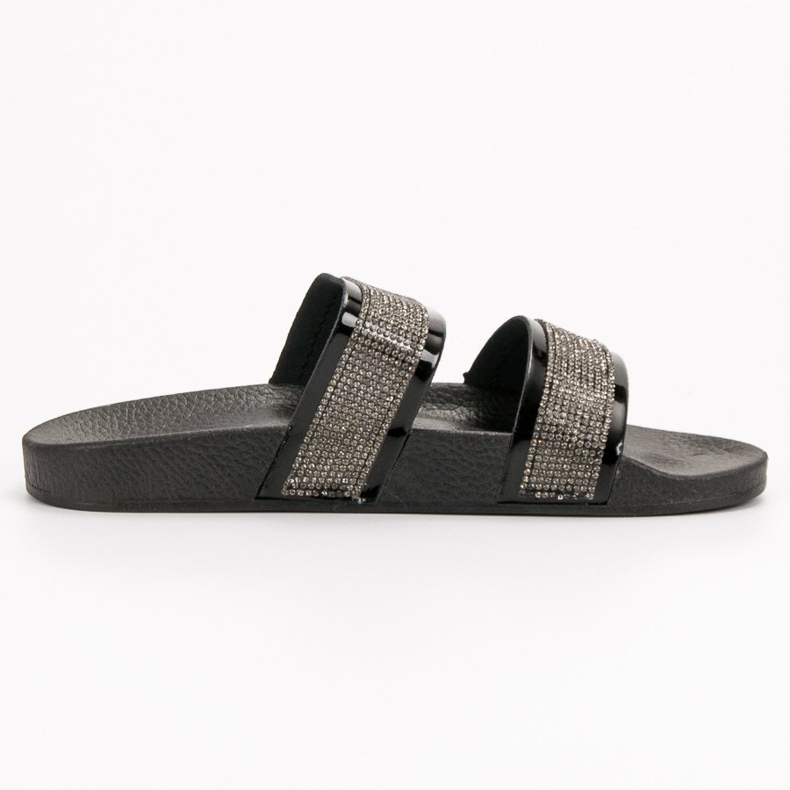 Seastar Black Slippers With Crystals 1