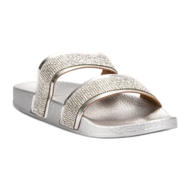 Seastar Silver Slippers With Crystals grey 1