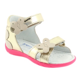 Bartek Leather girls' leather sandals with a butterfly 51569 zlotys golden 1