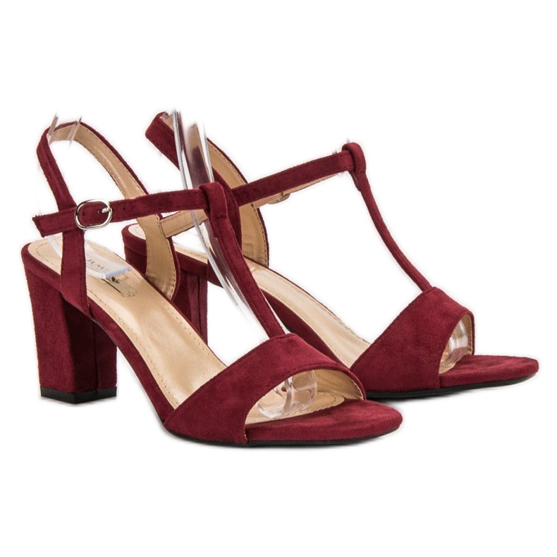 Jumex Burgundy Suede Sandals red 1