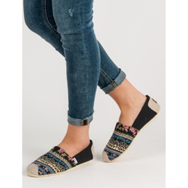 Lady Fashion Slip On Boho Sneakers black multicolored 2