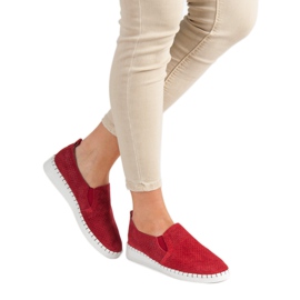Filippo Leather Slip On Sneakers red 2