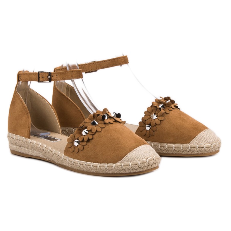 Best Shoes Camel Espadrilles With Flowers brown 1