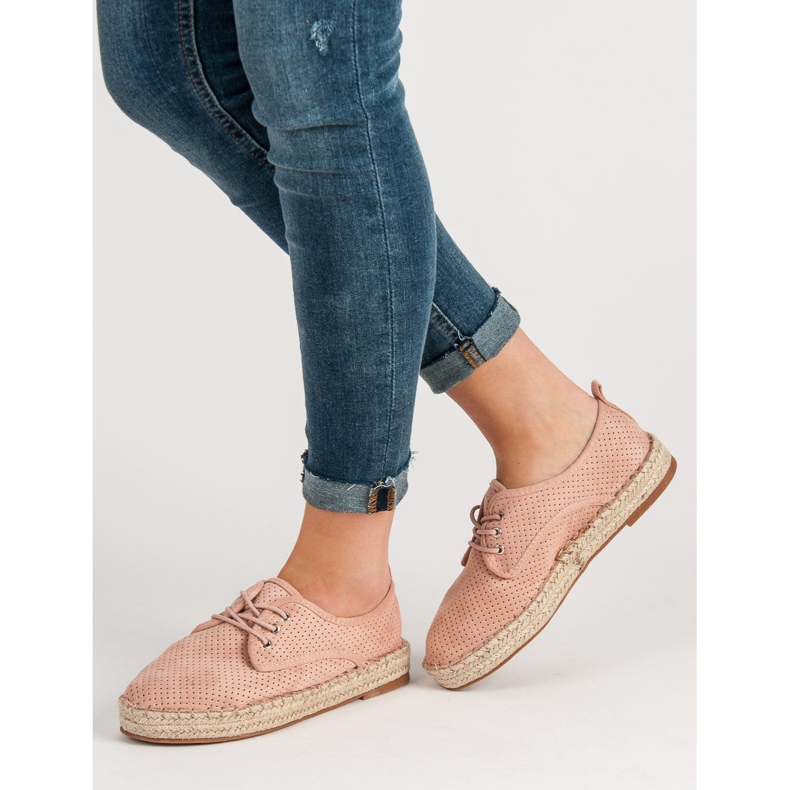 Small Swan Openwork Suede Brogues pink 2