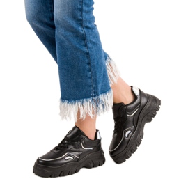 SHELOVET Black Sneakers With Holo Effect 2