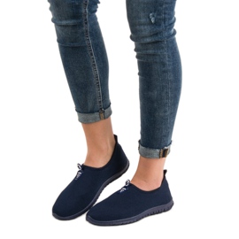 SHELOVET Navy blue slip-on sneakers 2