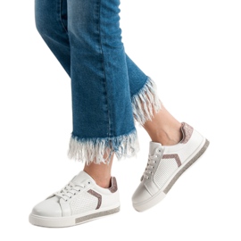 Ideal Shoes Sport Shoes With Cubic Zirconia white 2
