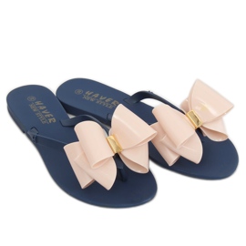 Flip-flops meliski navy blue-beige KM104 NAVY / D.BEIGE brown 2 Flip-flops meliski navy blue-beige KM104 NAVY / D.BEIGE brown 2