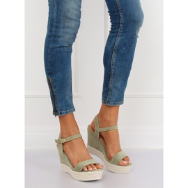 Green wedge sandals JS-2952 DK.GREEN 1
