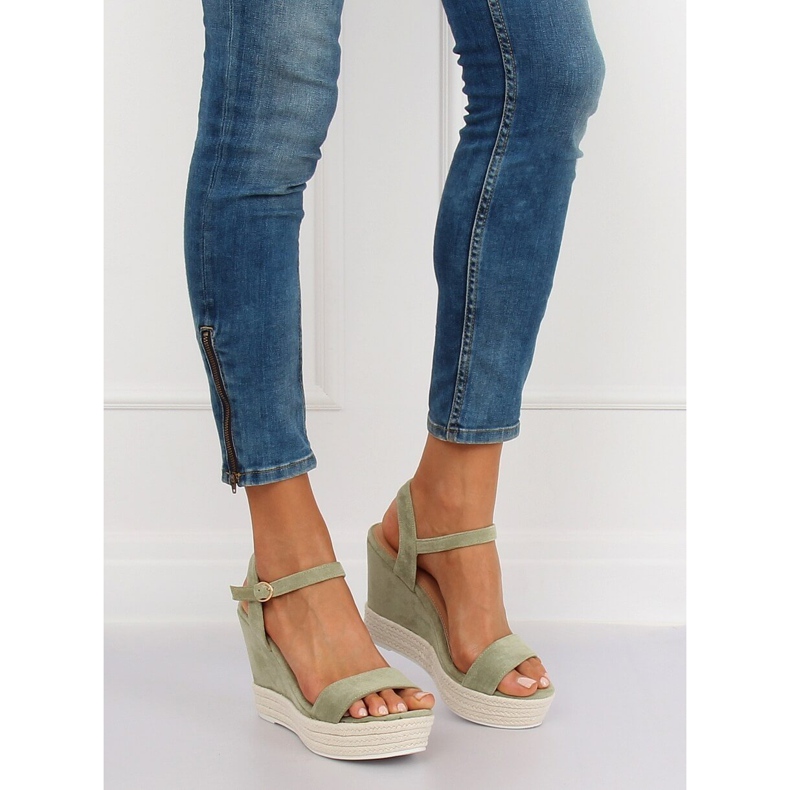 Green wedge sandals JS-2952 DK.GREEN 1