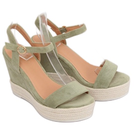 Green wedge sandals JS-2952 DK.GREEN 2